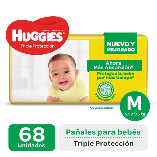 PAÑAL HUGGIES TRIPLE PROTECCIÓN  Mx68